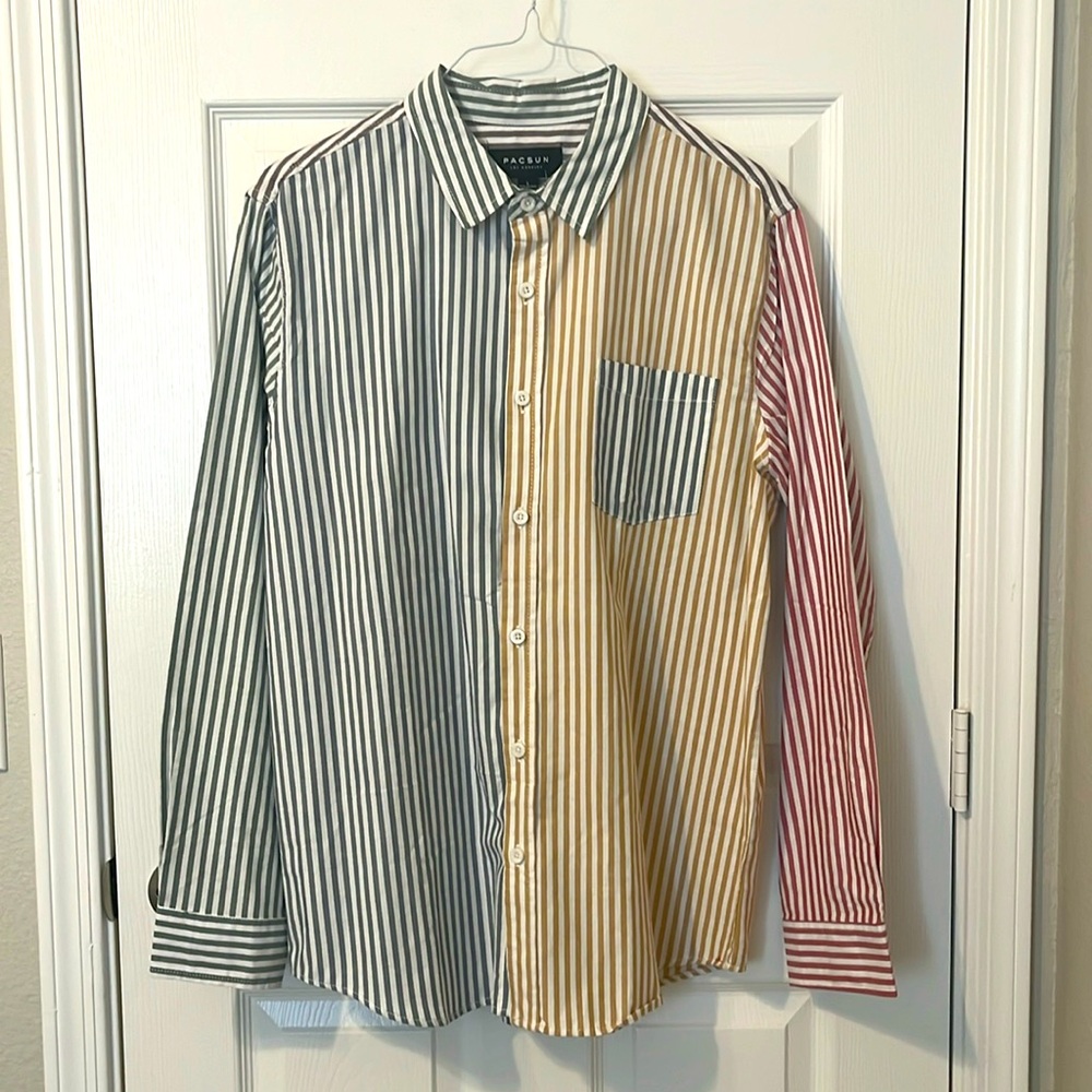NWT PACSUN Pinstriped Button-Up Shirt - Long Sleeve Button Up - Size Large